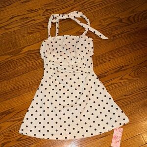 White Polka Dot Halter Dress